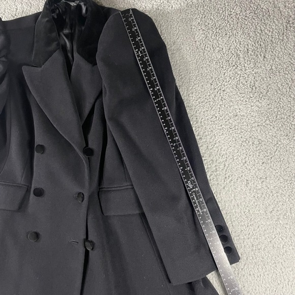 Vtg Laura Ashley Wool Coat Women 12 Full Length Double Breasted Velvet Collar - Picture 9 of 16